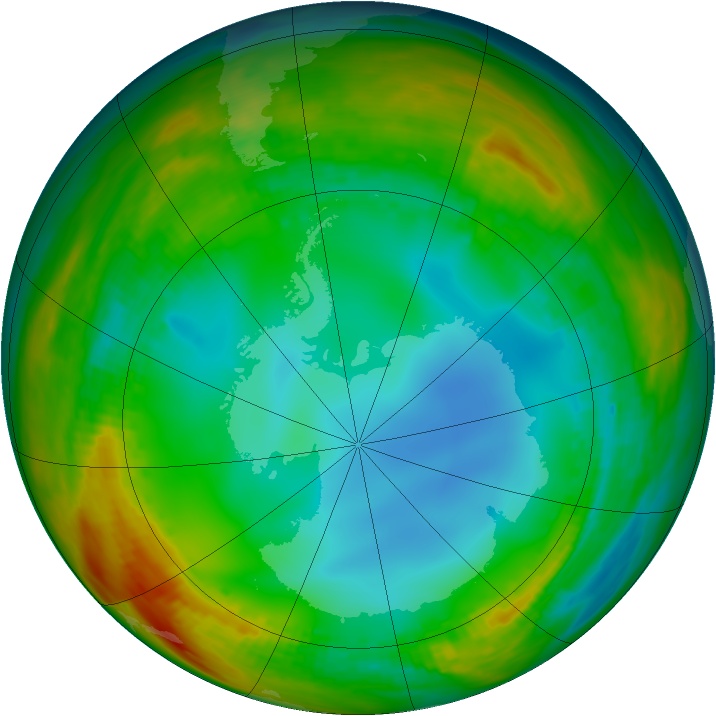 Antarctic ozone map for 14 July 1984